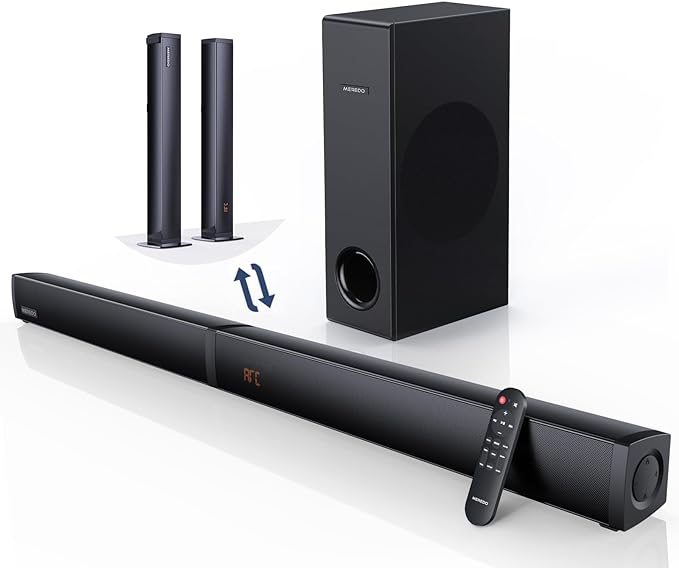 80W Sound Bar MEREDO 2 in 1 Detachable Soundbar for TV 2.1CH Soundbar with Subwoofer