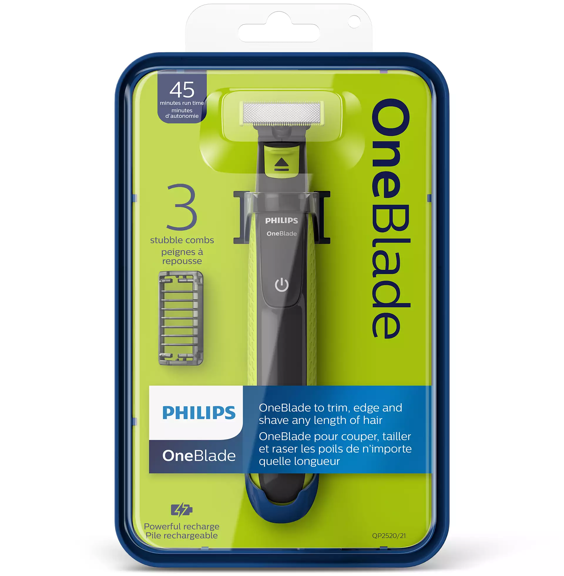 Philips One Blade Hybrid Electric Trimmer & Shaver For Facial/Body Hair QP2520/21