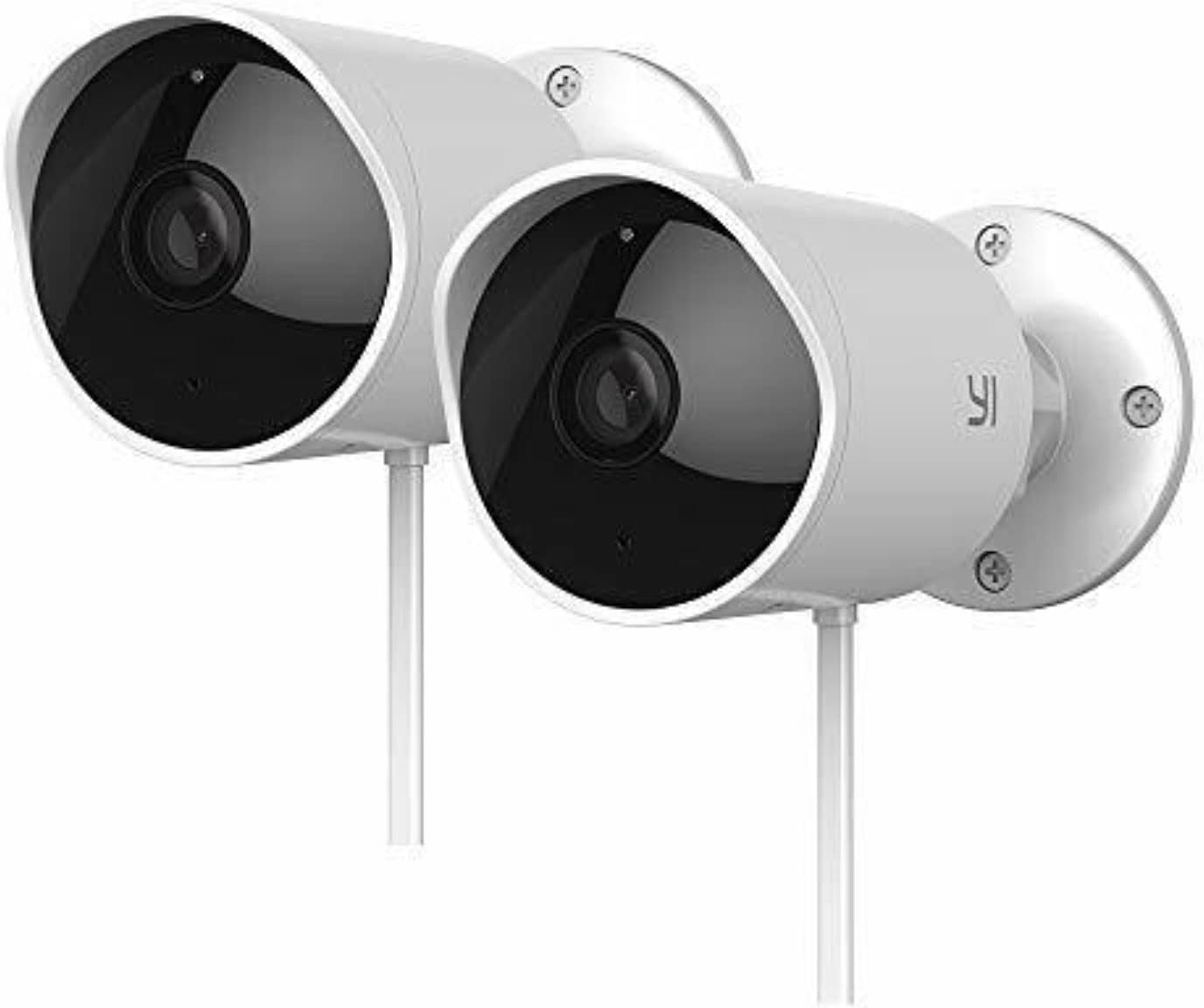 YI Outdoor Security Camera 2pc, 1080P 2.4G Wi-Fi IP Waterproof Night Vision Surveillance System with 24/7 Emergency Response