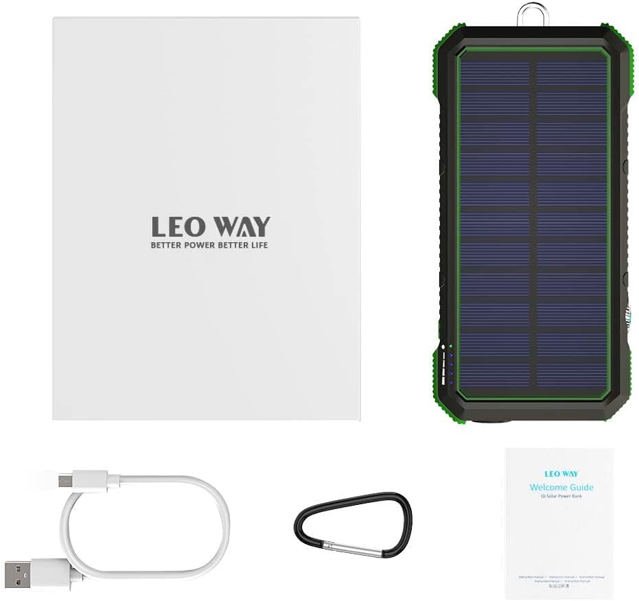 Solar Charger 26800mAh, Solar Charger Power Bank with 4 Outputs＆ Dual Inputs, 10W Wireless Solar Battery Charger