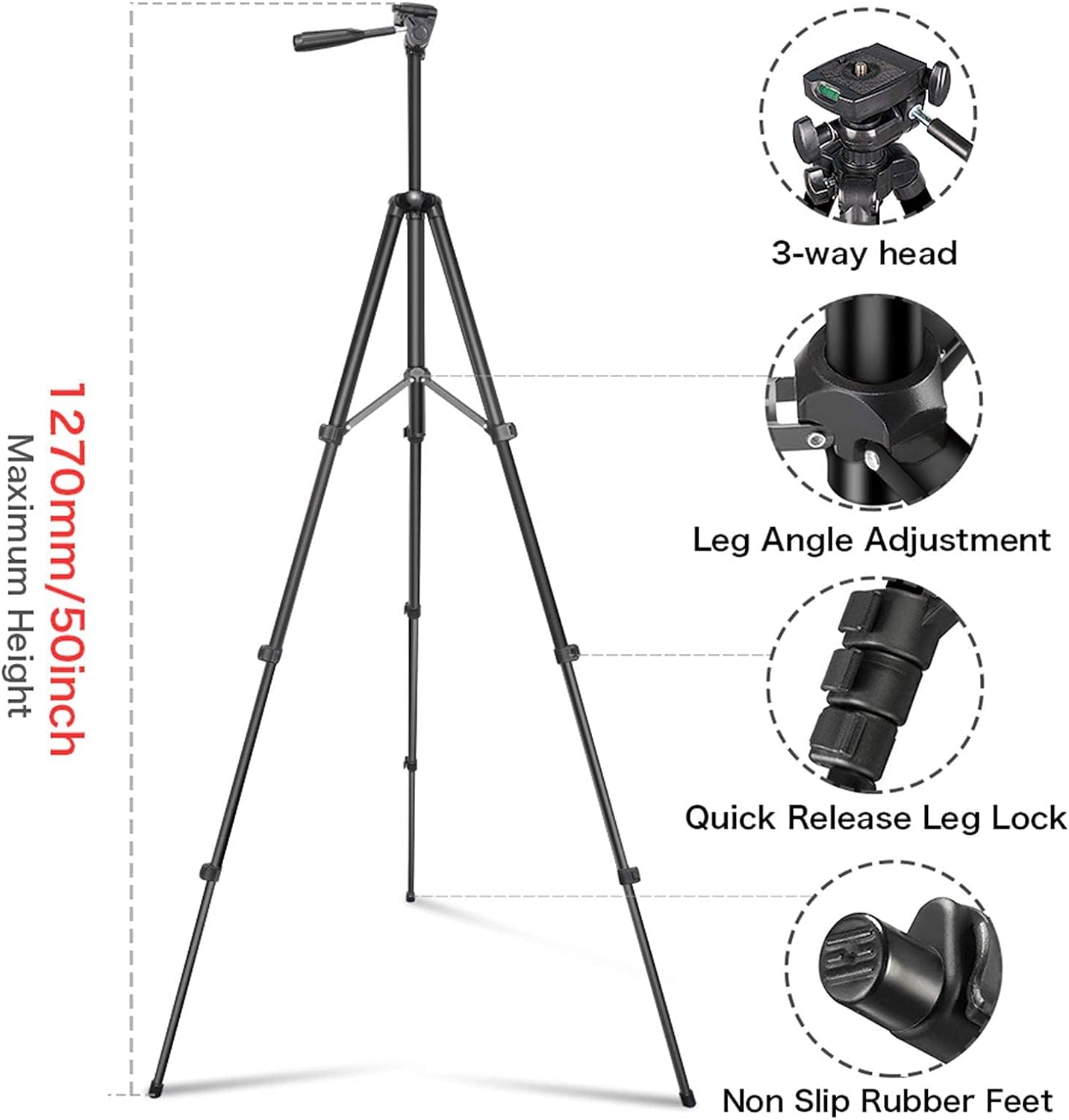 UBeesize Phone Tripod 50inch Adjustable