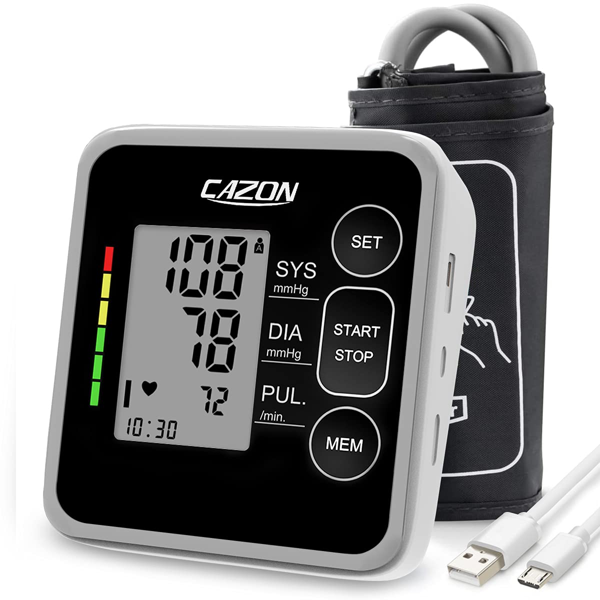 Blood Pressure Monitor for Home Use, CAZON Blood Pressure Machine Upper Arm Accurate BP Monitor Fully Automatic Irregular Heartbeat & Pulse Rate Monitoring Meter