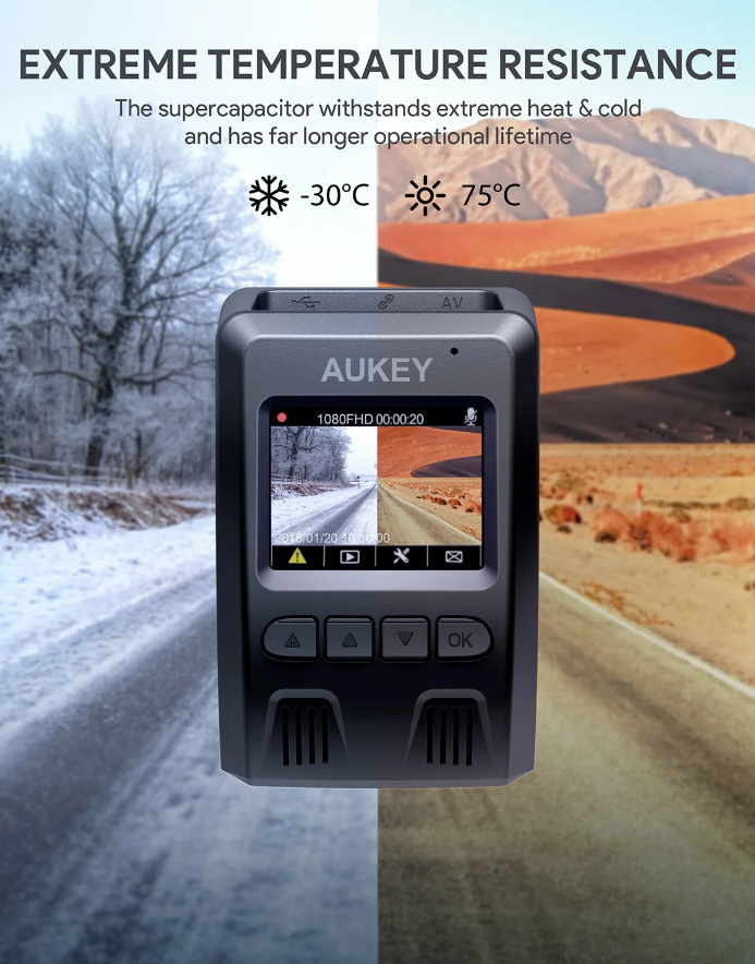 1080p HD Dual Dash Cam by Aukey: Capture Every Detail, Endure Any Condition – #1 Choice for Safety and Clarity!