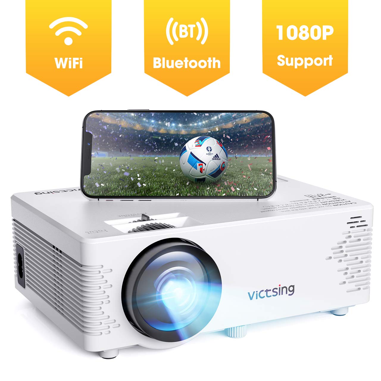 VicTsing Mini Projector【With Tripod&Bluetooth】Wifi Mini Bluetooth Projector  1080P Supported 170” Display BH400B