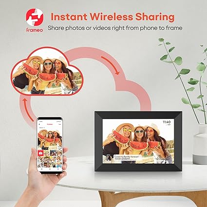 Frameo 10.1 Inch WiFi Digital Picture Frame, 1280×800 HD IPS Touch Screen Photo Frame Electronic, 32GB Memory, Auto-Rotate, Wall Mountable, Share Photos/Videos Instantly via Frameo App from Anywhere