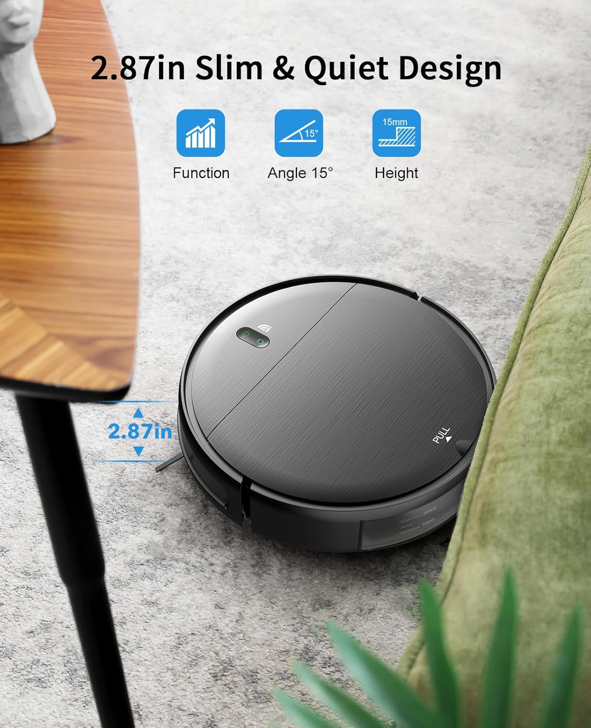 Robot Vacuum and Mop Combo, 2 in 1 Mopping Robot Vacuum Cleaner with ScheduleSelf-Charging Robotic Vacuum, Slim, Ideal for Hard Floor, Pet Hair, Carpet