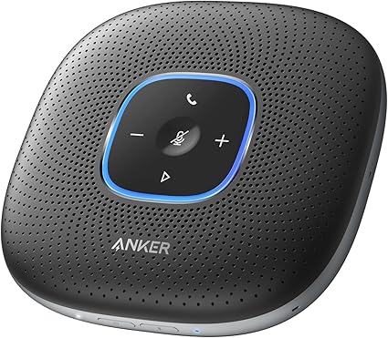 Anker PowerConf Speakerphone, Zoom Certified Conference Speaker with 6 Mics, 360° Enhanced Voice Pickup, 24H Call Time, Bluetooth 5.3, USB C, Compatible with Leading Platforms for Personal Workspaces