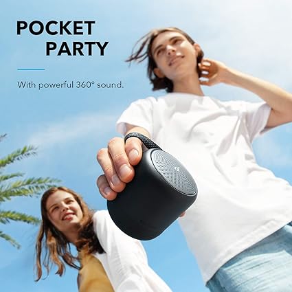 Soundcore Mini 3 Bluetooth Speaker by Anker, BassUp and PartyCast Technology, USB-C, Waterproof IPX7, and Customizable EQ