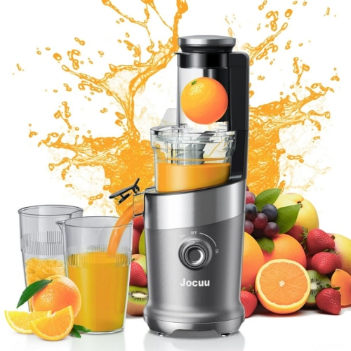 Jocuu Cold Press Juicer Machine with Large Feeding Chute, Slow Masticating Juicer for Vegetables and Fruits with High Juicer Yield, Effortless Cleaning, BPA Free Whole Fruit Juicer