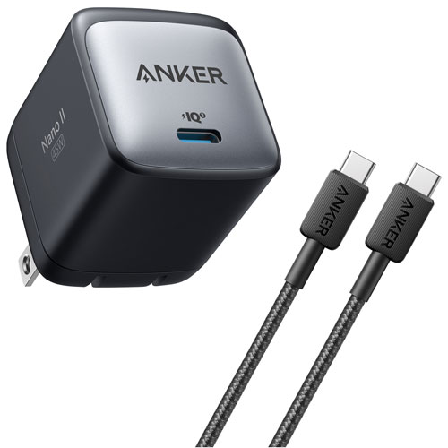 Anker Nano II 45W USB-C Wall Charger – Compact GaN II Fast Charger with USB-C to USB-C Cable, Compatible with MacBook, iPhone, Android, and More (Model B2664J11-5)