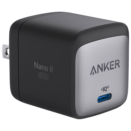 Anker Nano II 45W USB-C Wall Charger – Compact GaN II Fast Charger with USB-C to USB-C Cable, Compatible with MacBook, iPhone, Android, and More (Model B2664J11-5)