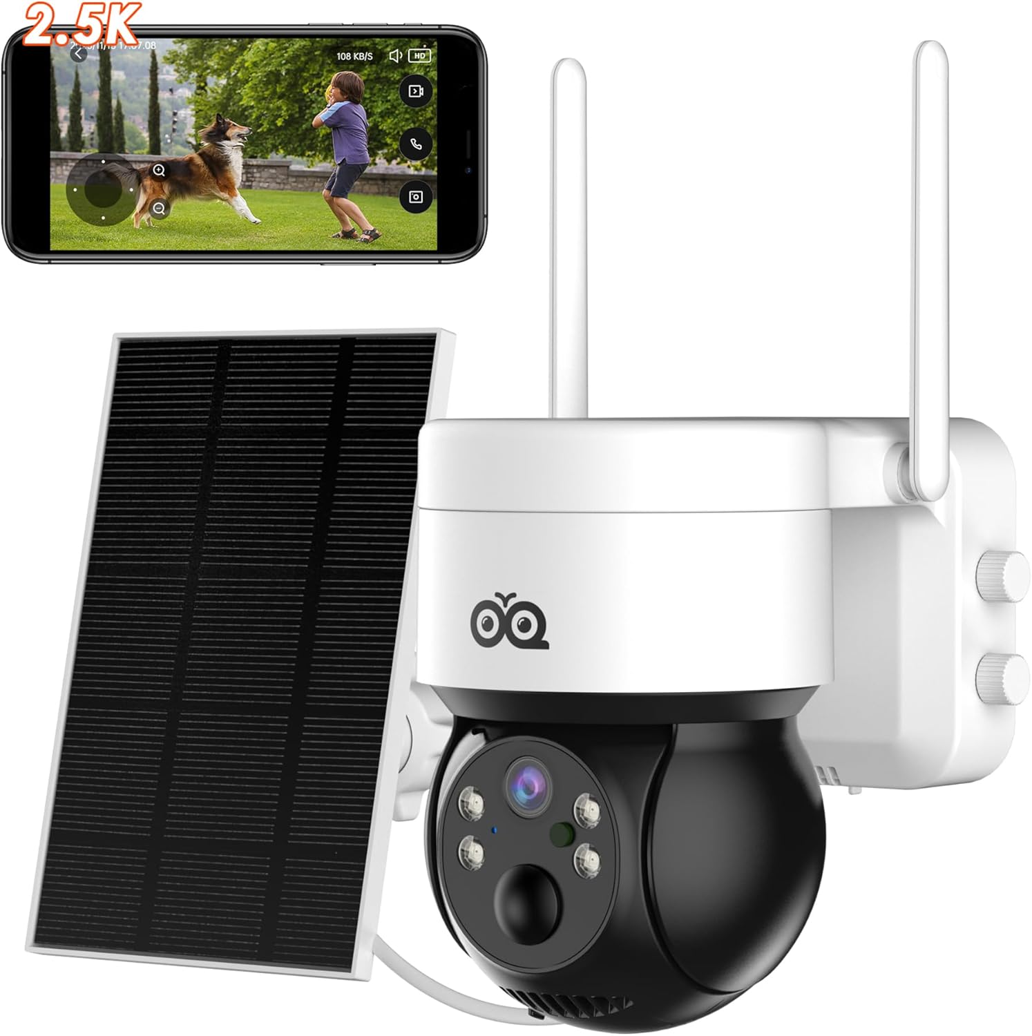 Solar Security Camera Wireless Outdoor – 4MP Battery/Solar Powered Pan-Tilt Camera, PIR Motion Detection, 2-Way Audio, Night Vision, 2.4GHz WiFi, Cloud/SD Storage – Home Security Solution