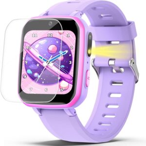 Kids Smart Watch – Purple Touchscreen Toy Watch with 26 Puzzle Games, Dual Camera, Music Player, Pedometer, Video Recorder, Flashlight, Alarm Clock for Boys & Girls Ages 4-12