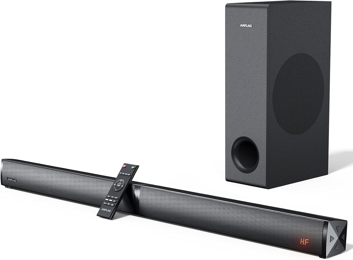 Anflag 2.1CH Sound Bar for TV with Subwoofer – Bluetooth 5.0, 5 EQ Modes,