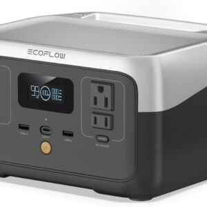 EF ECOFLOW Portable Power Station River 2, 256Wh LiFeP04 Battery/ 1 Hour Fast Charging, 2 Up to 600W AC Outlets, Solar Generator + 45w ECOFLOW SOLAR PANEL