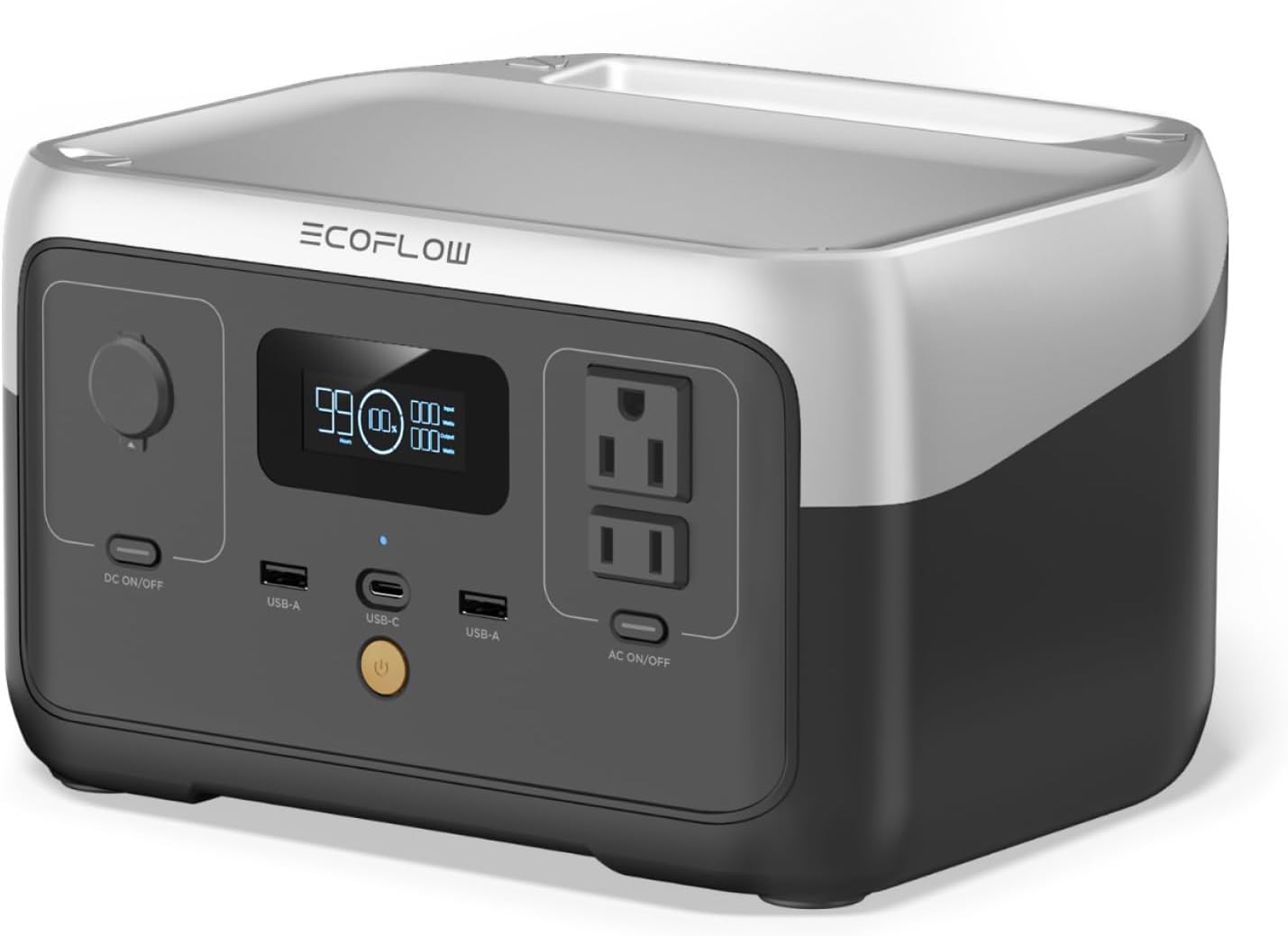 EF ECOFLOW Portable Power Station River 2, 256Wh LiFeP04 Battery/ 1 Hour Fast Charging, 2 Up to 600W AC Outlets, Solar Generator + 45w ECOFLOW SOLAR PANEL