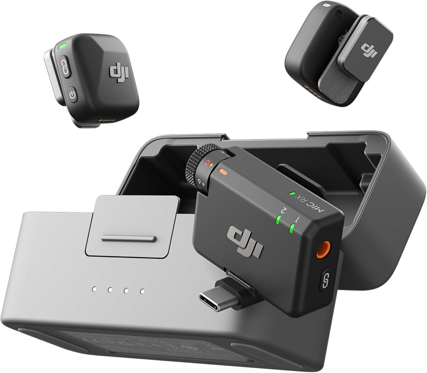 DJI Mic Mini (2 TX + 1 RX + Charging Case), Wireless Lavalier Microphone for Camera/iPhone/Android, Ultralight, Detail-Rich Audio, 48h Use, Noise Cancelling, Automatic Limiting, Vlog, Streaming