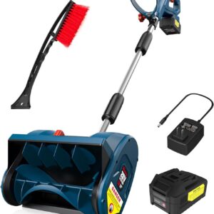 Enhulk Eletric Snow Shovel, 20V | 12-Inch | 4-Ah Cordless Snow Blower, Battery Powered Snow Blower with Directional Plate & Adjustable Front Handle (4-Ah Battery & Quick Charger Included)