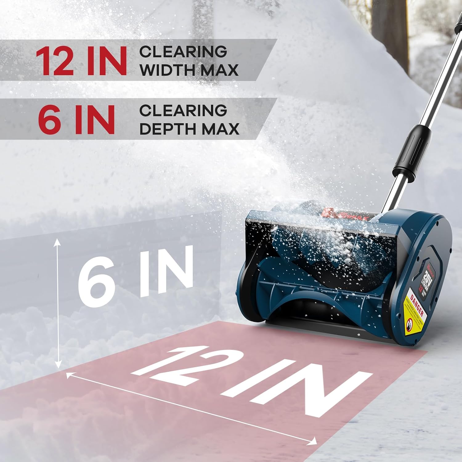 Enhulk Eletric Snow Shovel, 20V | 12-Inch | 4-Ah Cordless Snow Blower, Battery Powered Snow Blower with Directional Plate & Adjustable Front Handle (4-Ah Battery & Quick Charger Included)